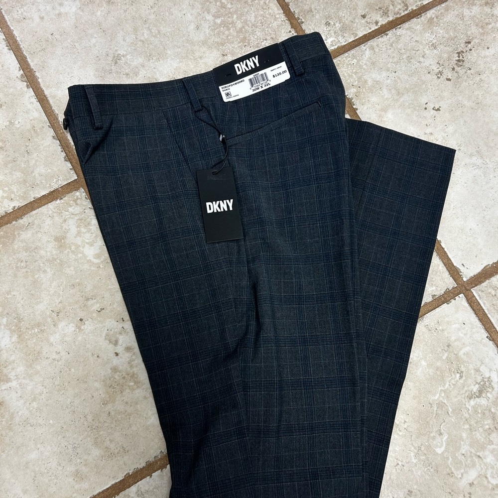 •DKNY•NWT•gray plaid•dress suit pants•30W 32L•